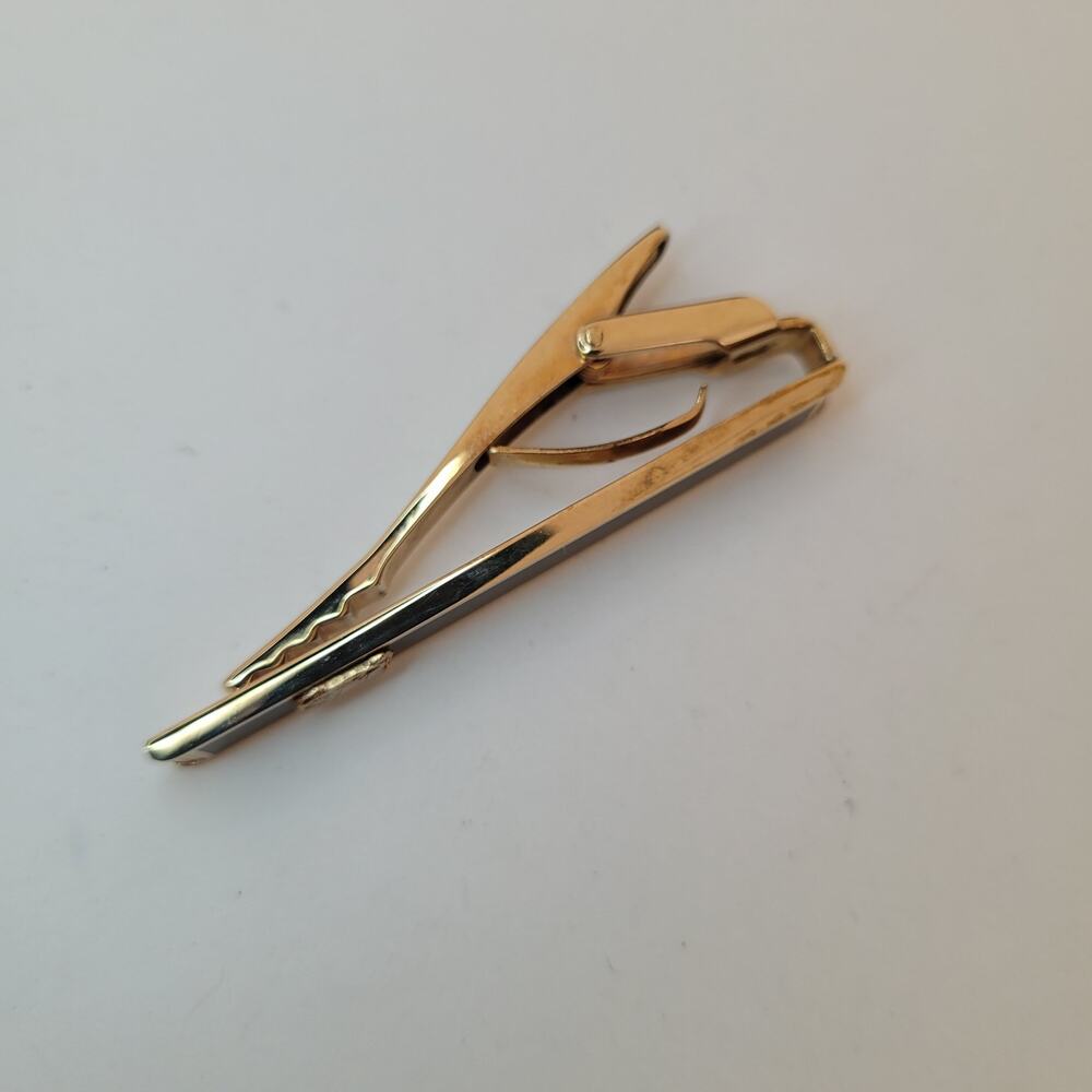 Celine Carrige Tie Bar Clip Clasp Rose Gold Black Onyx Tone 2in Logo Vintage - Picture 5 of 7